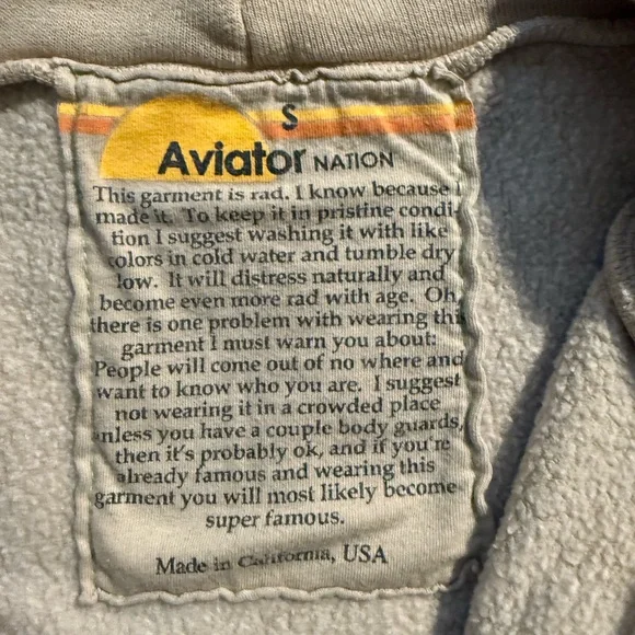 Aviator Nation 5 stripe Beige Zip-Up Hoodie - Picture 3 of 4